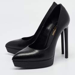Pre Owned Saint Laurent Black Leather Janis Pumps Size 36