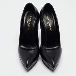 Pre Owned Saint Laurent Black Leather Janis Pumps Size 36