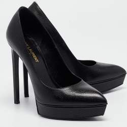 Pre Owned Saint Laurent Black Leather Janis Pumps Size 36