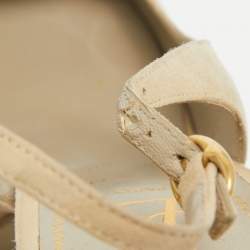 Saint Laurent Beige Suede and Leather Tribtoo Slingback Pumps Size 38.5