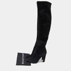 Saint Laurent Black Suede Over The Knee Boots Size 38.5