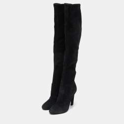 Saint Laurent Black Suede Over The Knee Boots Size 38.5