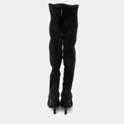 Saint Laurent Black Suede Over The Knee Boots Size 38.5