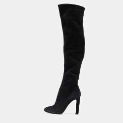 Saint Laurent Black Suede Over The Knee Boots Size 38.5