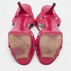 Saint Laurent Pink Croc Embossed Tribute  Sandals Size 39