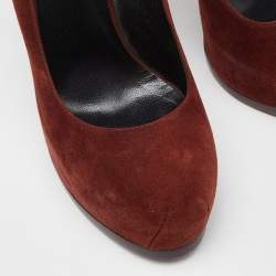 Saint Laurent Brown Suede Tribtoo Platform Pumps Size 39