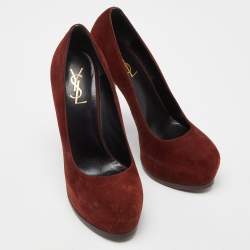 Saint Laurent Brown Suede Tribtoo Platform Pumps Size 39