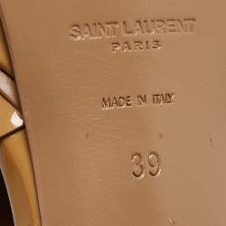 مملوكة مسبقًا Saint Laurent Beige Patent Leather Tribute Sandals Size 39