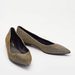 Saint Laurent Metallic Lurex Fabric Pointed Toe Ballet Flats Size 38.5