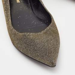 Saint Laurent Metallic Lurex Fabric Pointed Toe Ballet Flats Size 38.5