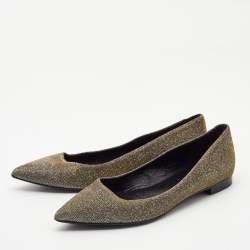 Saint Laurent Metallic Lurex Fabric Pointed Toe Ballet Flats Size 38.5