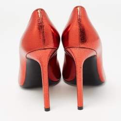 Saint Laurent Red Textured Leather Anja Pumps Size 39