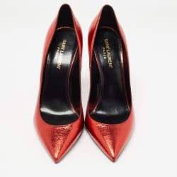 Saint Laurent Red Textured Leather Anja Pumps Size 39
