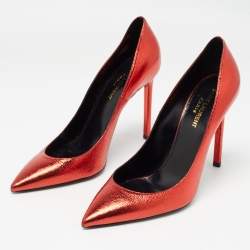 Saint Laurent Red Textured Leather Anja Pumps Size 39