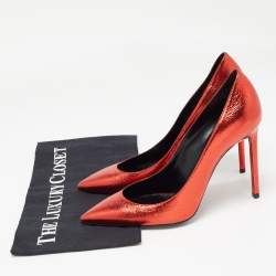 Saint Laurent Red Textured Leather Anja Pumps Size 39