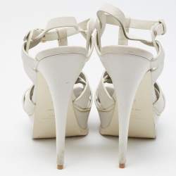 Saint Laurent White Leather Tribute Sandals Size 38