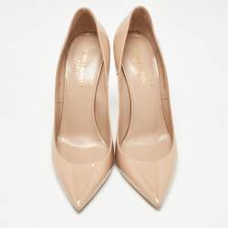 Saint Laurent Beige Patent Leather Anja Pumps Size 40