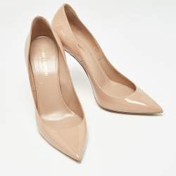 Saint Laurent Beige Patent Leather Anja Pumps Size 40