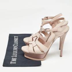 Pre Owned Saint Laurent Pink Leather Tribute Sandals Size 36