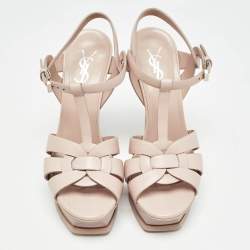 Pre Owned Saint Laurent Pink Leather Tribute Sandals Size 36