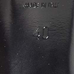 مملوكة مسبقًا Saint Laurent Metallic Gold Python Embossed Leather Tribute Sandals Size 40