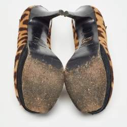 Pre Owned Saint Laurent Black/Brown Calf Hair Animal Print Pumps Size 36