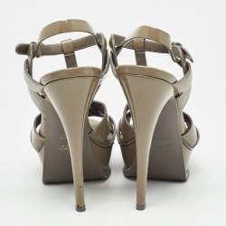 Saint Laurent Green Patent Tribute Sandals Size 37