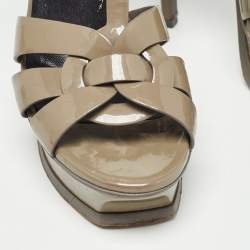 Saint Laurent Green Patent Tribute Sandals Size 37