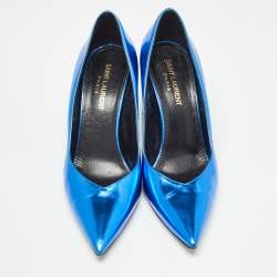 Saint Laurent Blue Leather Pointed Toe Pumps Size 36.5