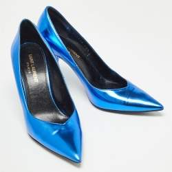 Saint Laurent Blue Leather Pointed Toe Pumps Size 36.5