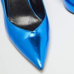 Saint Laurent Blue Leather Pointed Toe Pumps Size 36.5