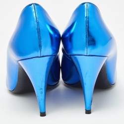 Saint Laurent Blue Leather Pointed Toe Pumps Size 36.5