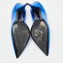 Saint Laurent Blue Leather Pointed Toe Pumps Size 36.5