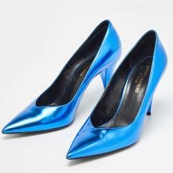 Saint Laurent Blue Leather Pointed Toe Pumps Size 36.5