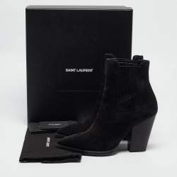 Pre Owned Saint Laurent Black Suede Theo Chelsea Boots Size 41.5