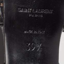 Pre Owned Saint Laurent Paris Black/Beige Lace and Satin Tribute Sandals Size 39.5