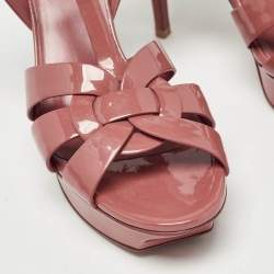 Saint Laurent Pink Patent Leather Tribute Sandals Size 39.5