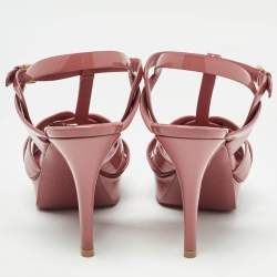 Saint Laurent Pink Patent Leather Tribute Sandals Size 39.5