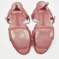 Saint Laurent Pink Patent Leather Tribute Sandals Size 39.5
