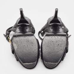 Pre Owned Saint Laurent Black Python Tribute Sandals Size 40