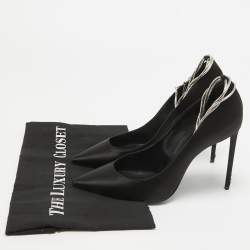 Pre Owned Saint Laurent Black Satin Pointed Toe Pumps Size 38