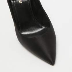 Pre Owned Saint Laurent Black Satin Pointed Toe Pumps Size 38