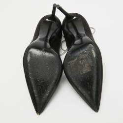 Pre Owned Saint Laurent Black Satin Pointed Toe Pumps Size 38