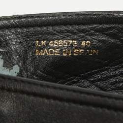 Pre Owned Saint Laurent Paris Black Leather Espadrilles Flats Size 40