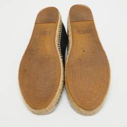 Pre Owned Saint Laurent Paris Black Leather Espadrilles Flats Size 40