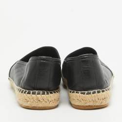Pre Owned Saint Laurent Paris Black Leather Espadrilles Flats Size 40