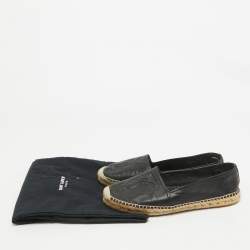 Pre Owned Saint Laurent Paris Black Leather Espadrilles Flats Size 40