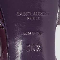 Pre Owned Saint Laurent Purple Patent Leather Tribute Sandals Size 36.5