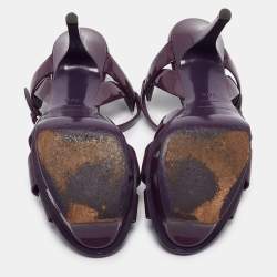Pre Owned Saint Laurent Purple Patent Leather Tribute Sandals Size 36.5