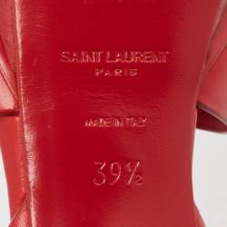 Pre Owned Saint Laurent Red Leather Tribute Ankle Sandals Size 39.5